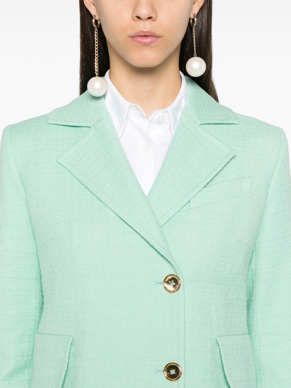 Shop Patou Tweed Blazer In 绿色