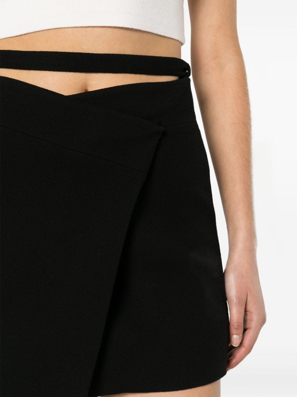 Shop Patou Wraparound Wool Miniskirt In Black