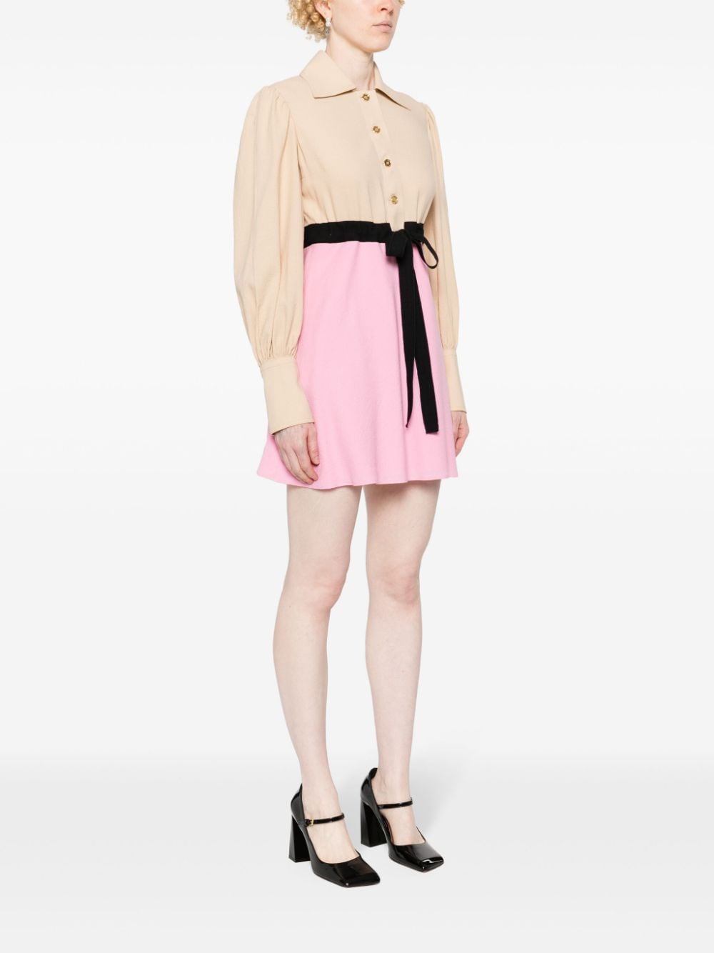 Patou Tweekleurige mini-jurk Beige