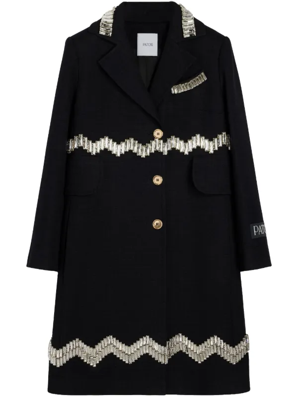 Patou Crystal-embellished Coat in Black