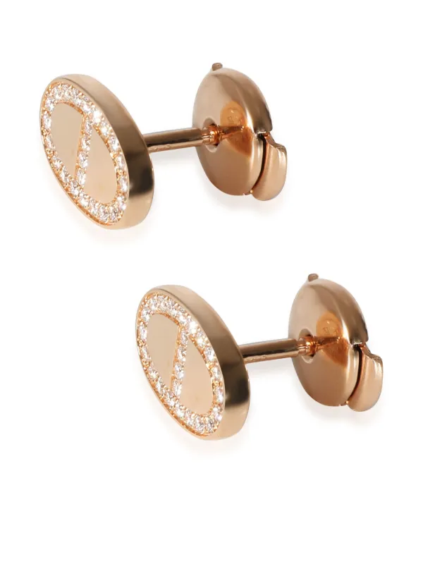 HERMES Gambade Diamond Earrings Pierced 18K White Gold 750