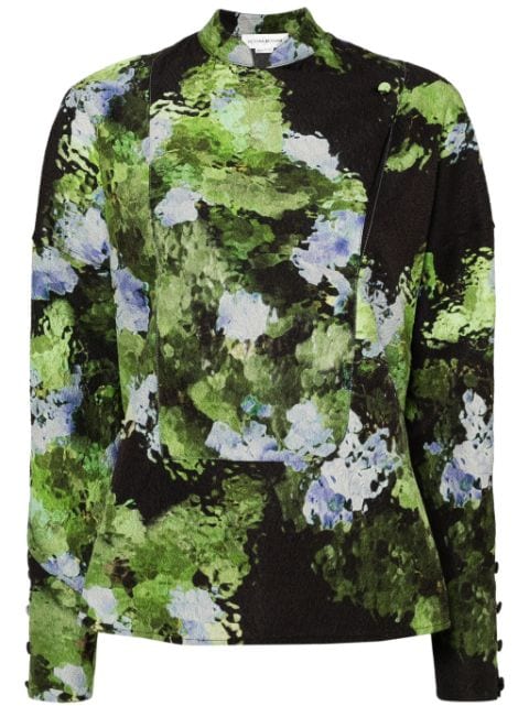 abstract-print silk blouse