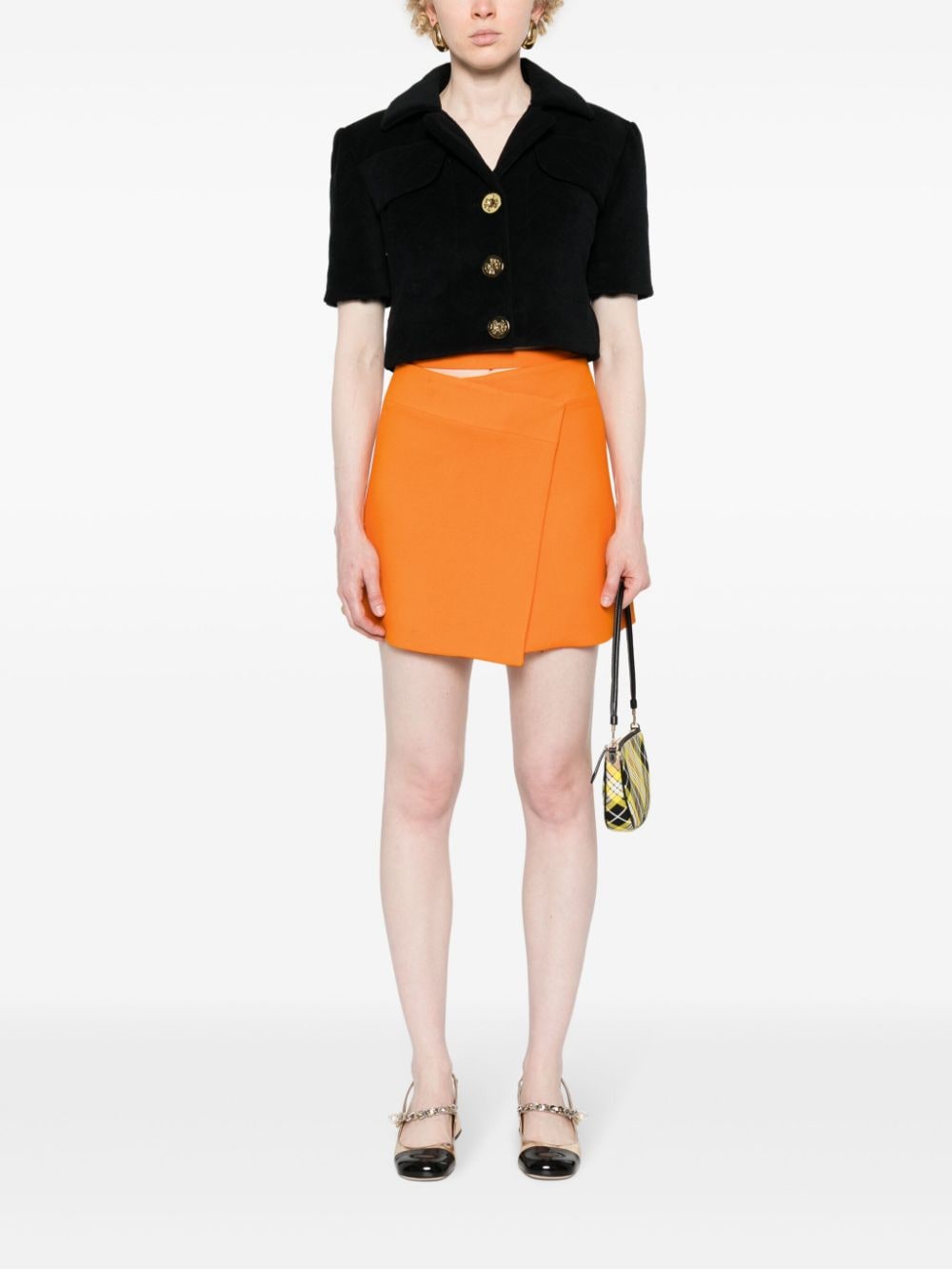 Shop Patou Crepe Wrap Mini Skirt In Orange