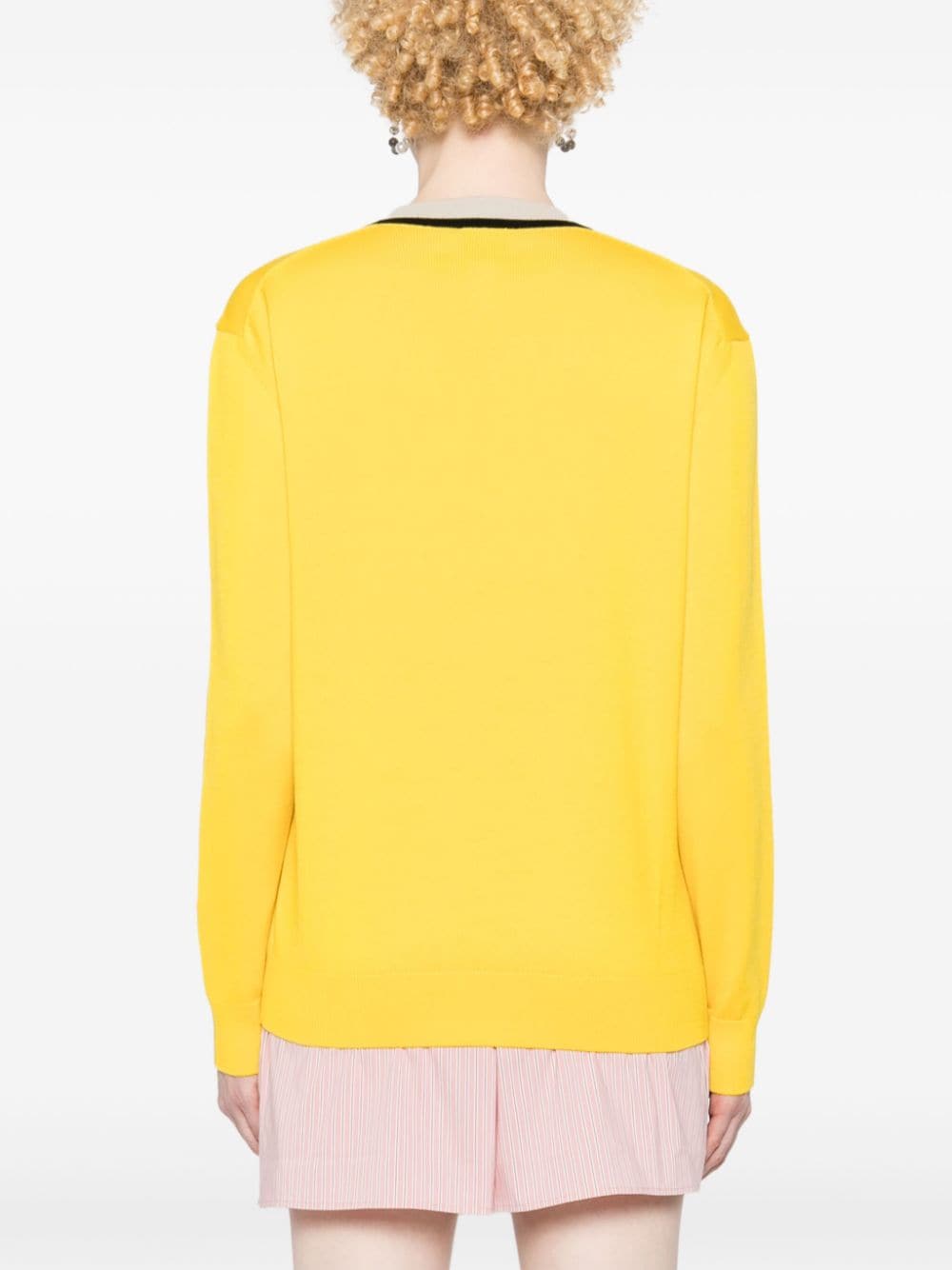 Shop Patou Intarsia-knit Logo Cardigan In Yellow