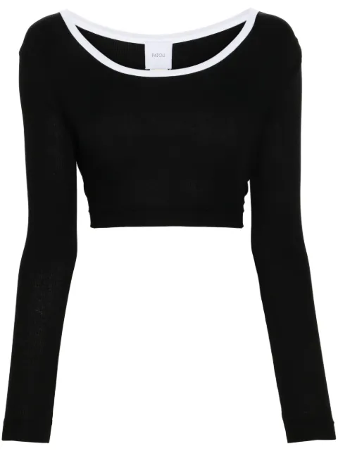 Patou logo-appliqué ribbed crop top