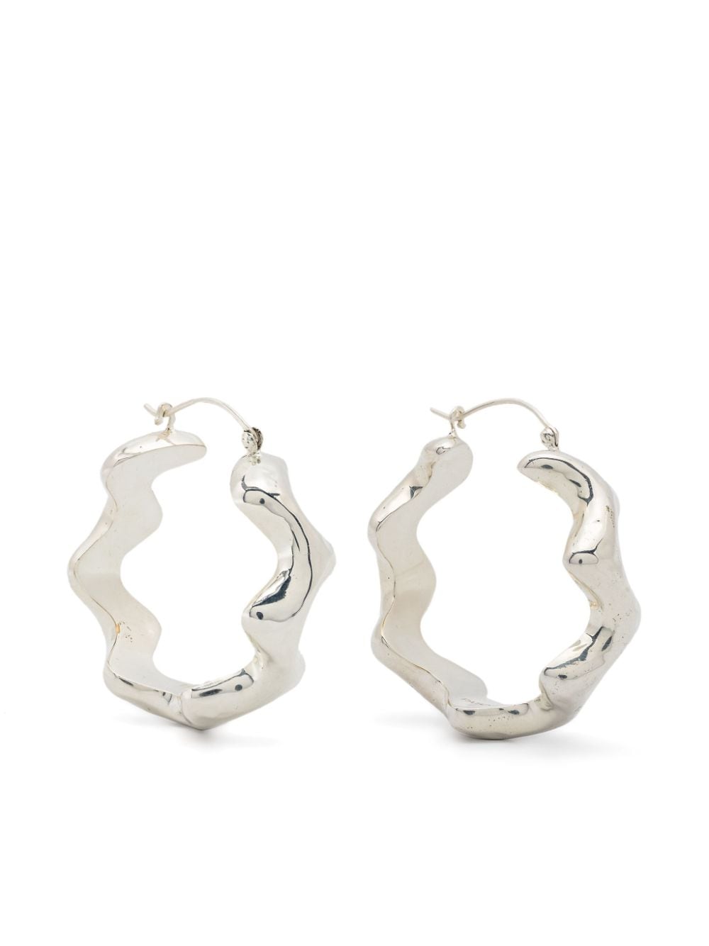 Patou Sculpted Hoop Earrings In Silver