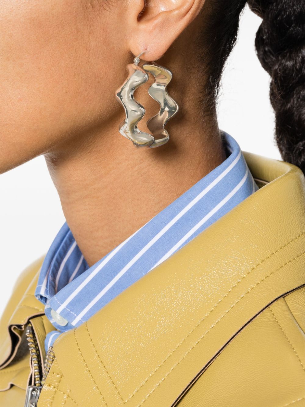 Shop Patou Sculpted Hoop Earrings In Silver