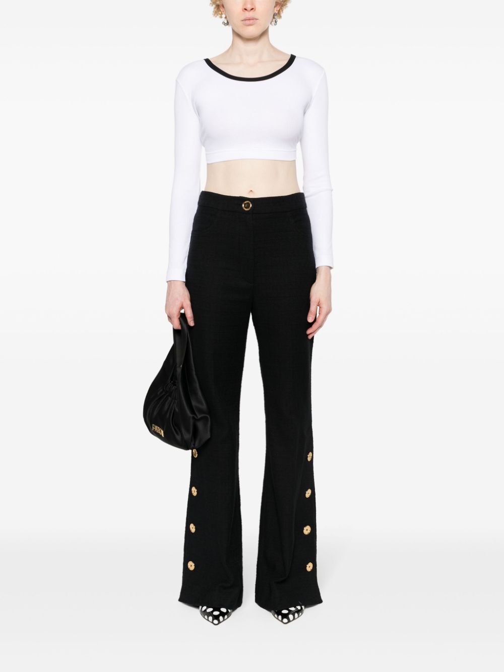 Shop Patou Fine-ribbed Cropped Top In White