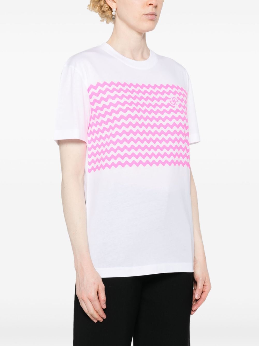Shop Patou Waves Cotton T-shirt In White