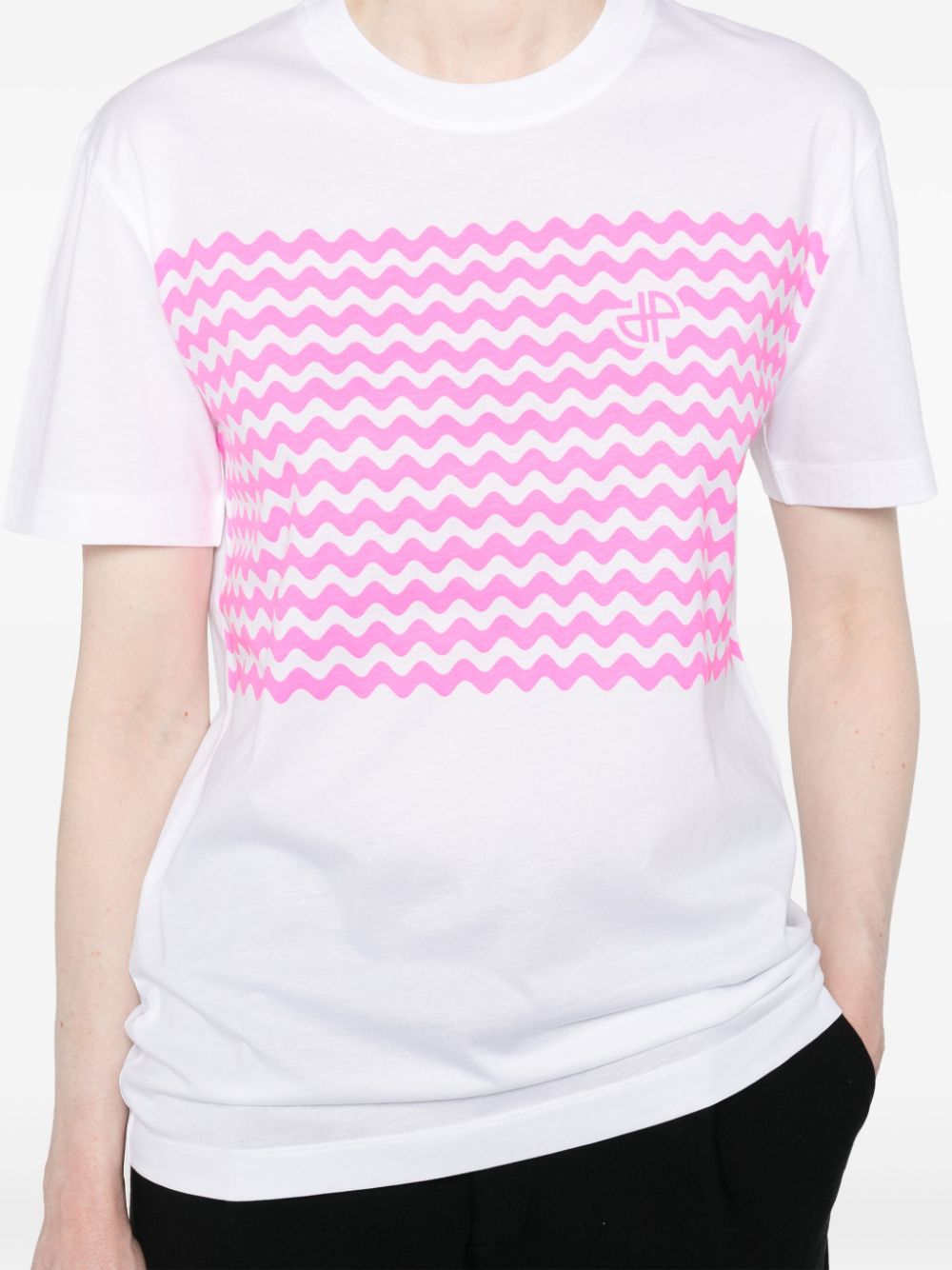 Shop Patou Waves Cotton T-shirt In White