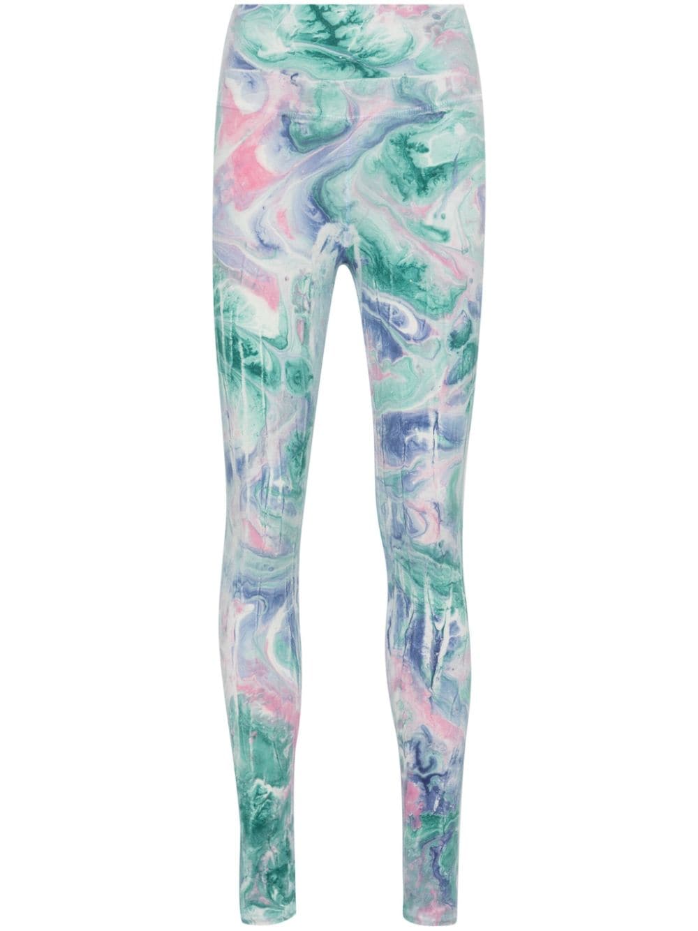 Electric & Rose Sunset Marbled-pattern Leggings In Green