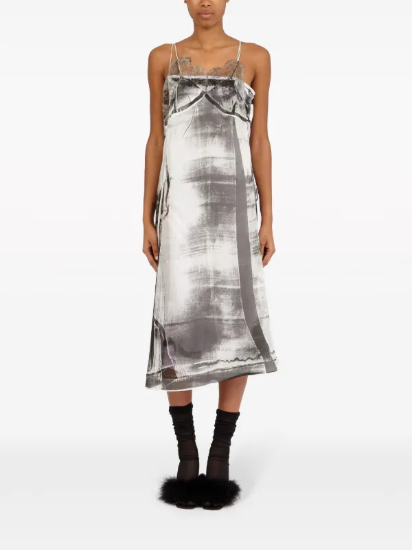 Maison Margiela Freeze-frame Silk Midi Dress | Grey | FARFETCH
