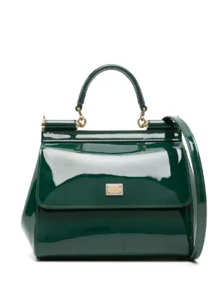 DOLCE&GABBANA パテントレザー トートバッグ ライトグリーン Dolce & Gabbana Medium Sicily patent-leather Tote Bag | Green