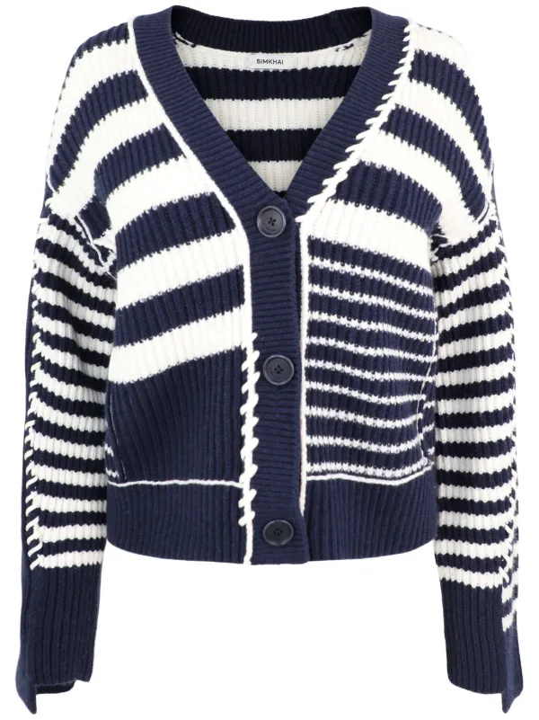 Simkhai Adara Striped Cardigan in Blue