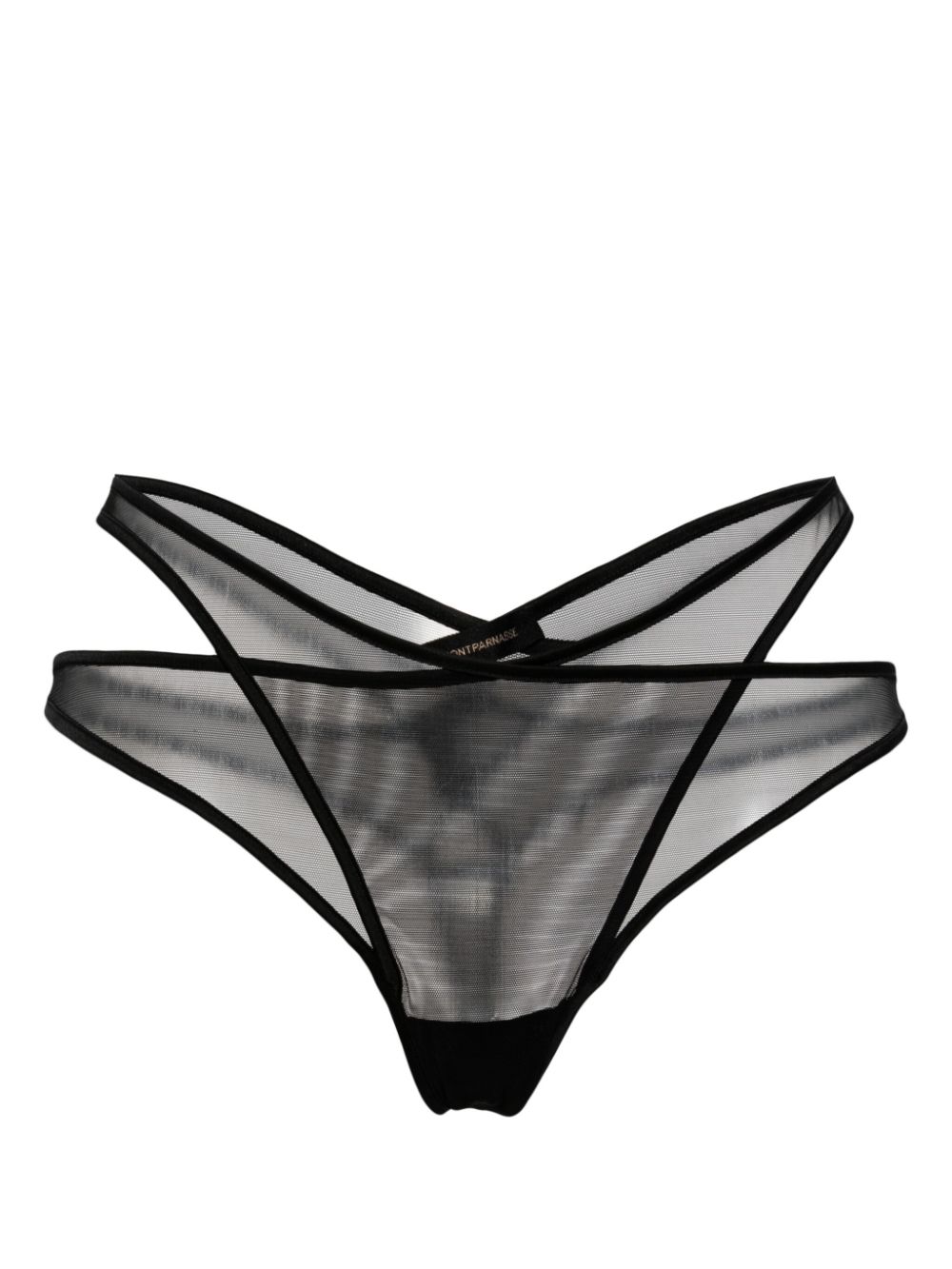 Kiki De Montparnasse Maxim Layered Sheer Thong In Black