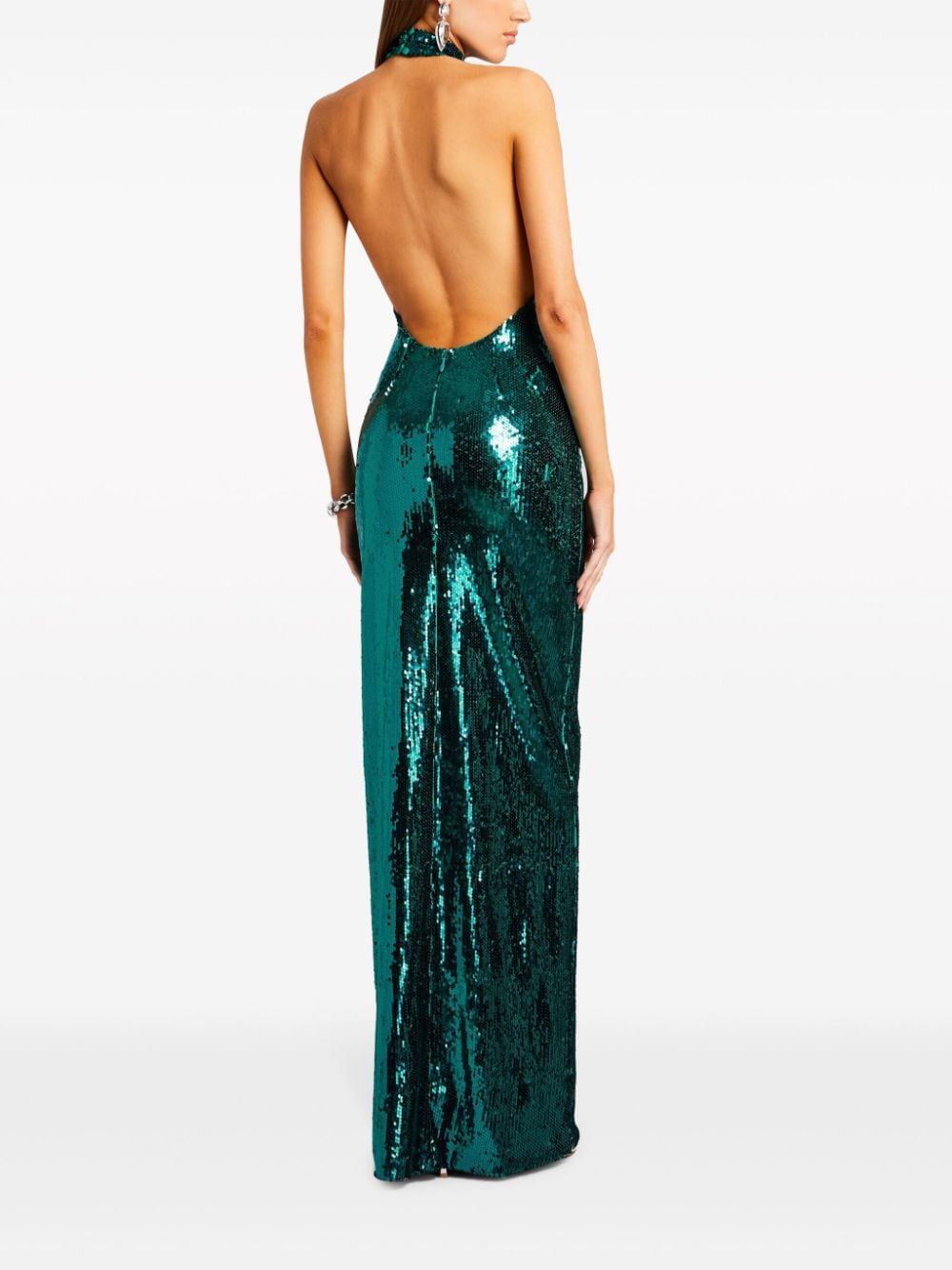 Shop Retroféte Cora Sequin-embellished Maxi Dress In Green