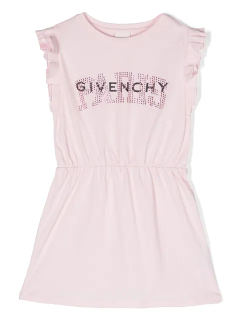 Givenchy Kids rhinestoned ruffled logo-print dress