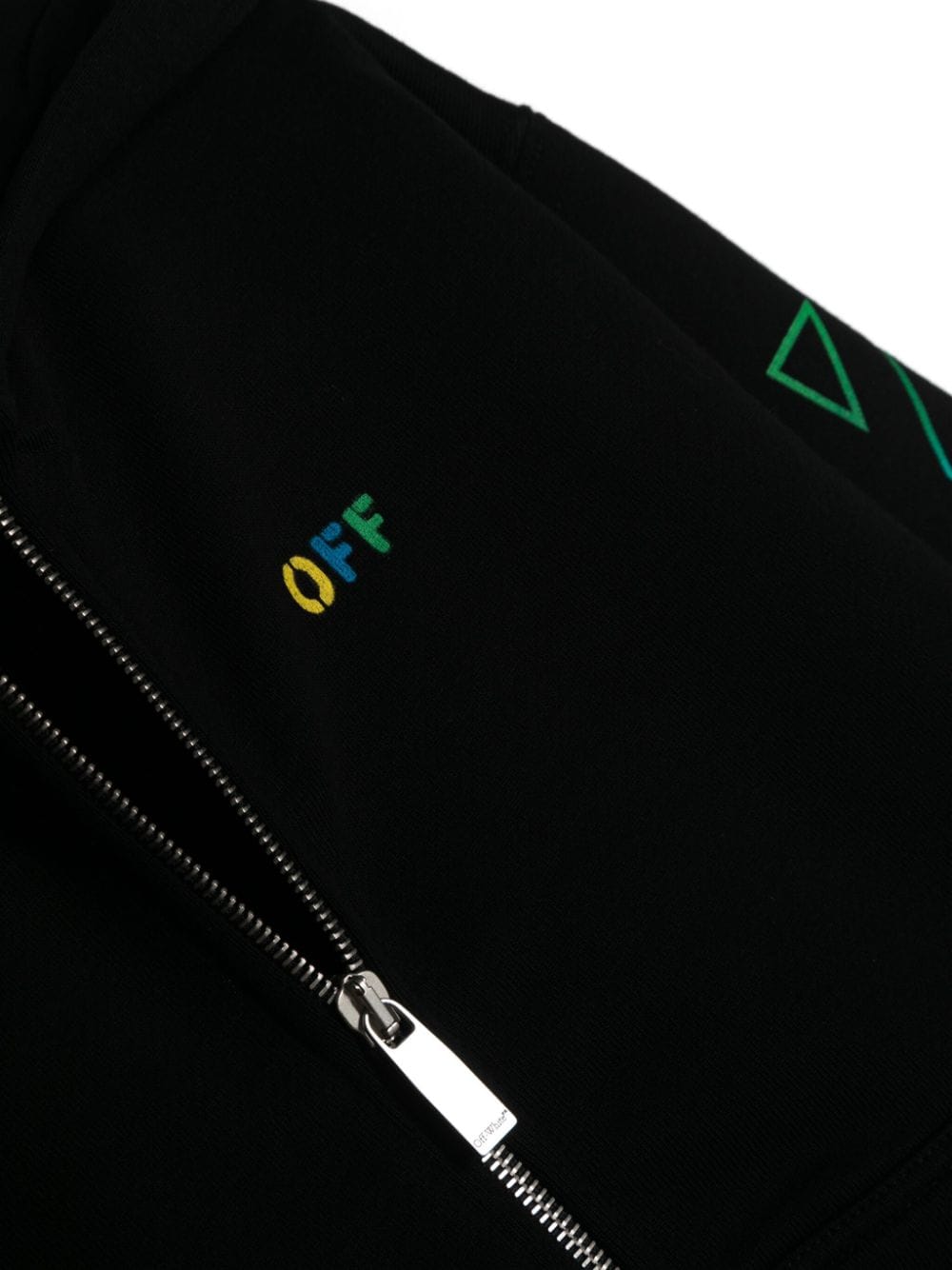Shop Off-white Logo-embroidered Cotton Hoodie In 黑色