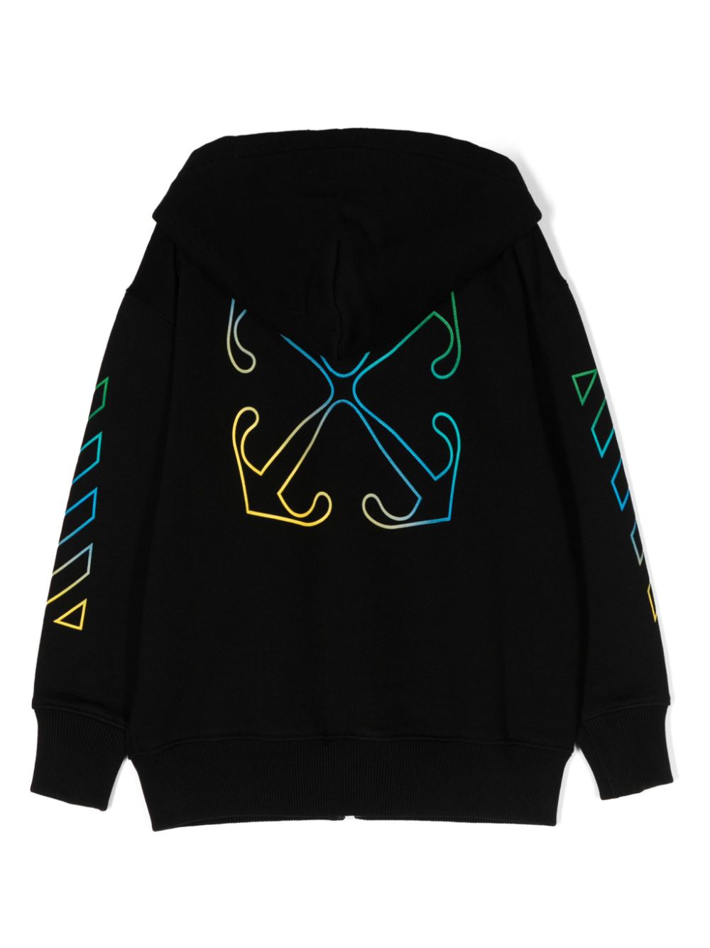 Shop Off-white Logo-embroidered Cotton Hoodie In 黑色