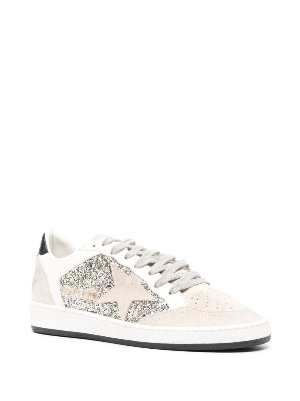 Shop Golden Goose Ball Star Double Quarter Sequinned Sneakers In Silver