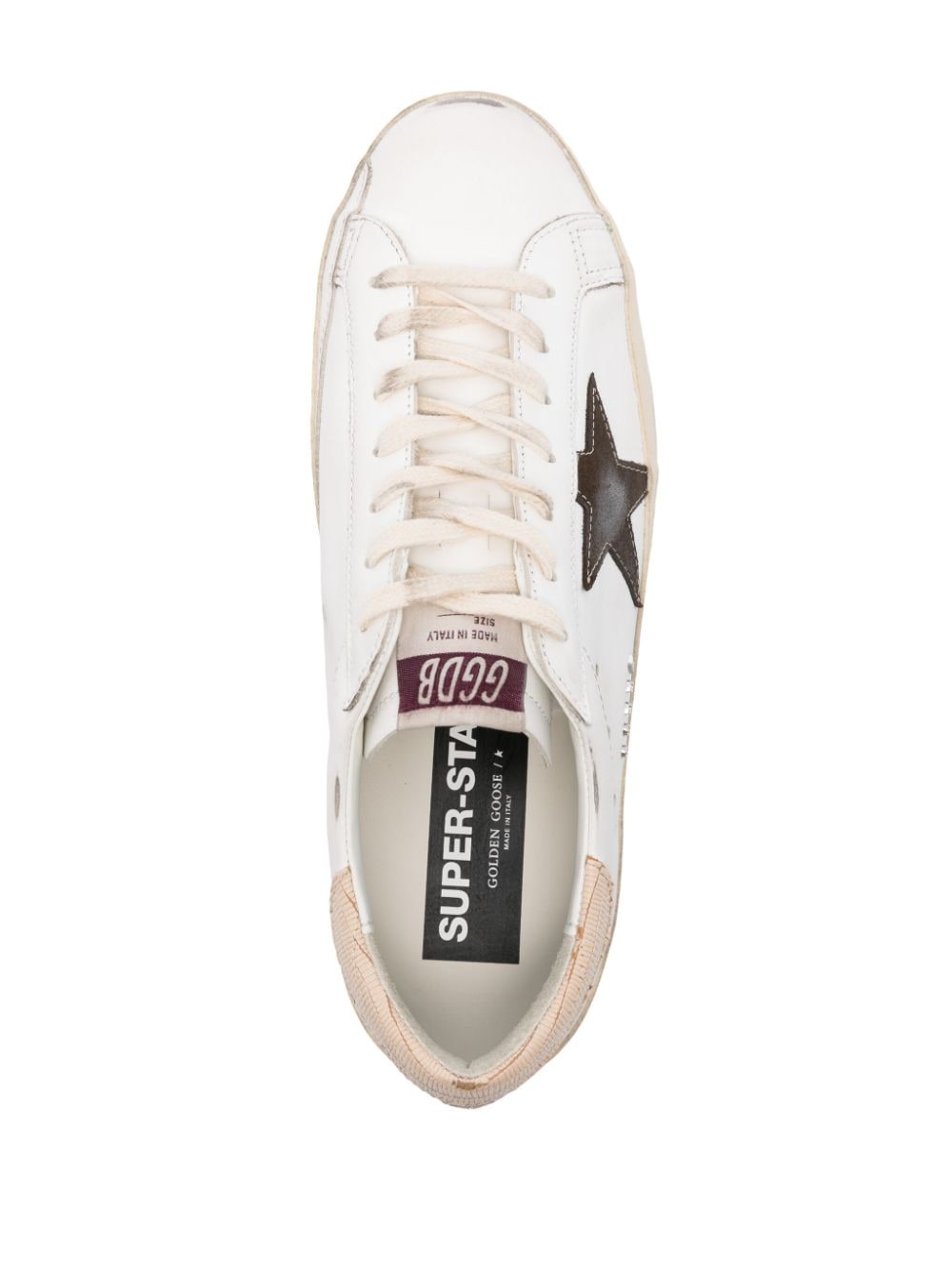 Shop Golden Goose Super-star Leather Sneakers In Neutrals