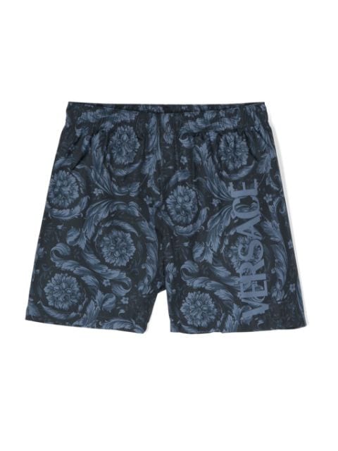 Versace Kids shorts de playa con estampado Barocco