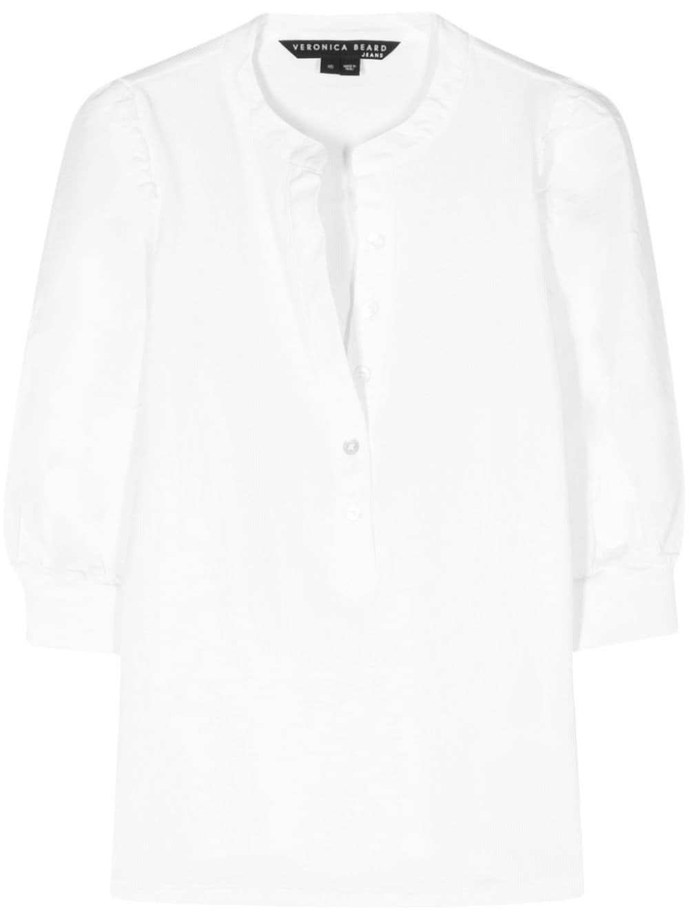 Veronica Beard Half-length Puff Sleeves Top In White