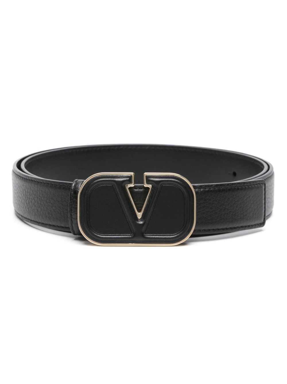 Valentino Garavani VLogo-plaque leather belt - Black