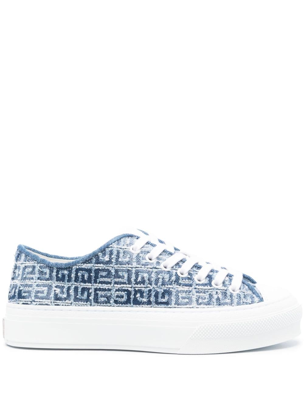 Shop Givenchy City 4g Denim Sneakers In Blue