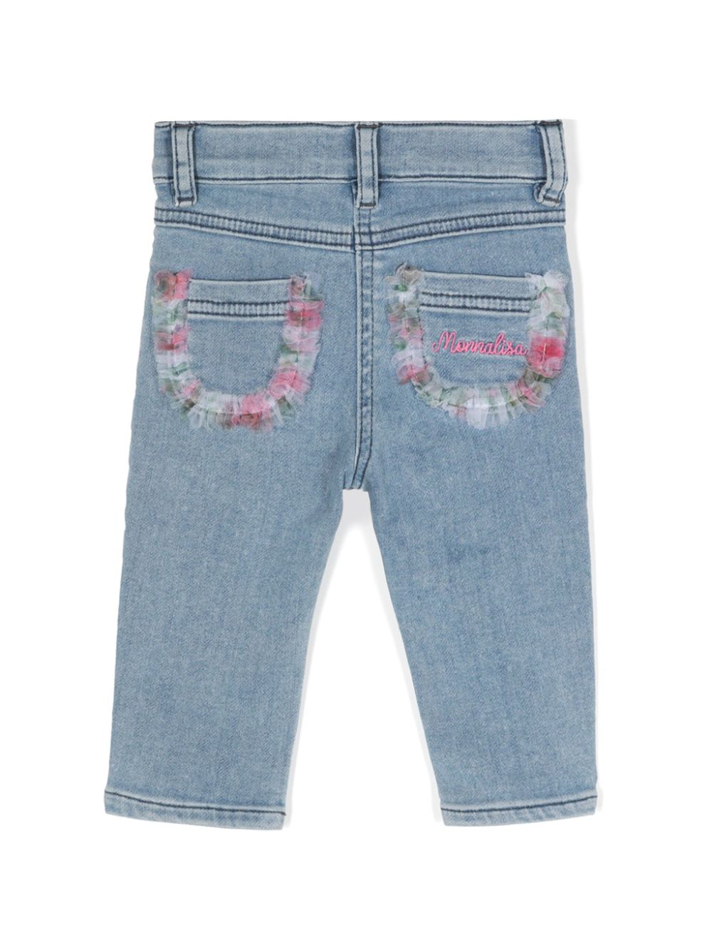 Monnalisa embroidered-design cotton-blend jeans - Blue