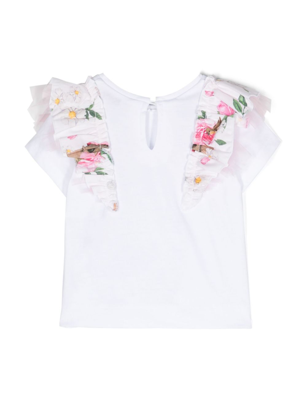 Monnalisa floral-print cotton T-shirt - White