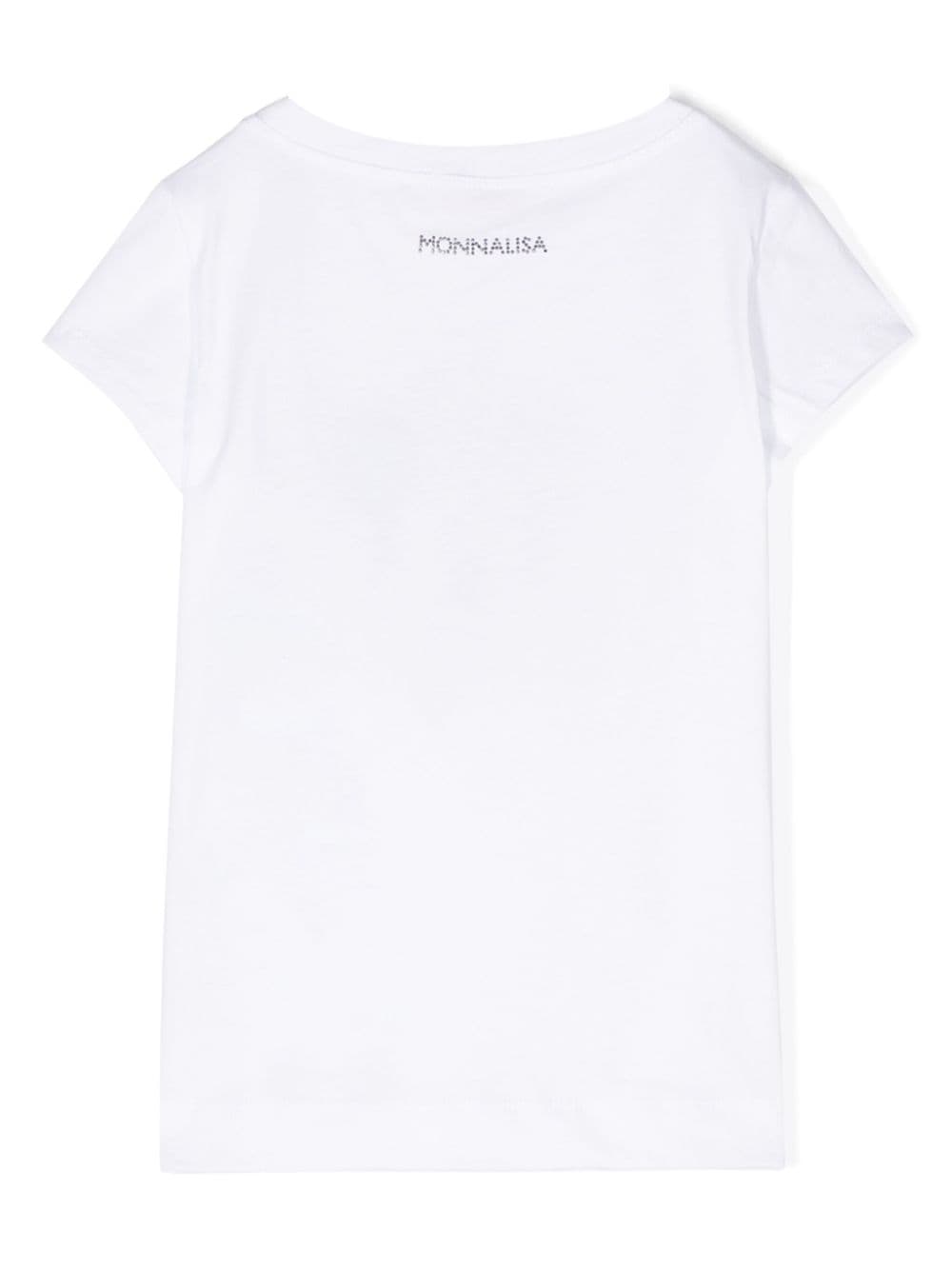 Shop Monnalisa Minnie Crystal-embellished Cotton T-shirt In White