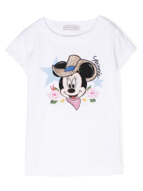 Monnalisa Minnie crystal-embellished cotton T-shirt