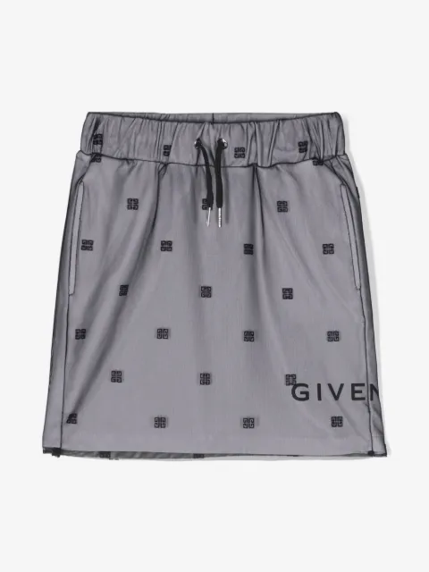 Givenchy Kids 4G-motif mesh-overlay cotton skirt