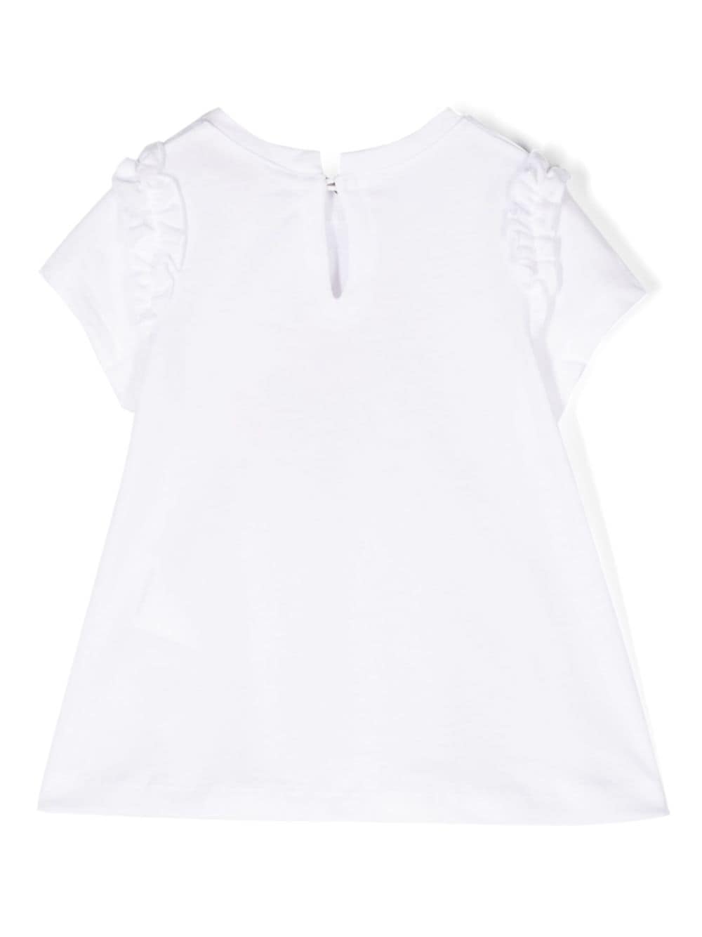 Shop Monnalisa Graphic-print Ruffled Cotton T-shirt In White