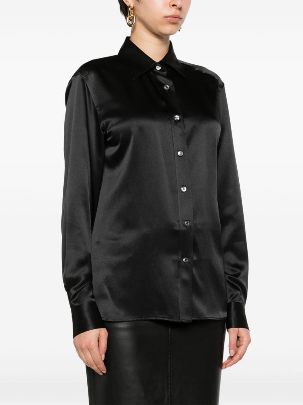 Shop Tom Ford Silk-satin Shirt In Black