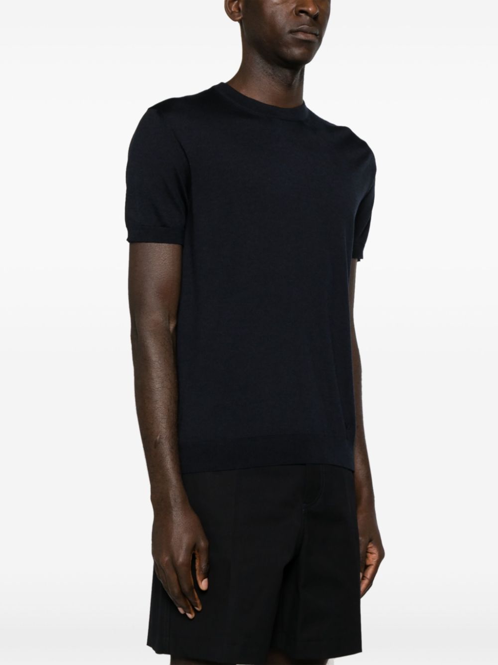 Shop Valentino Crew-neck Fine-knit Jumper In Blue