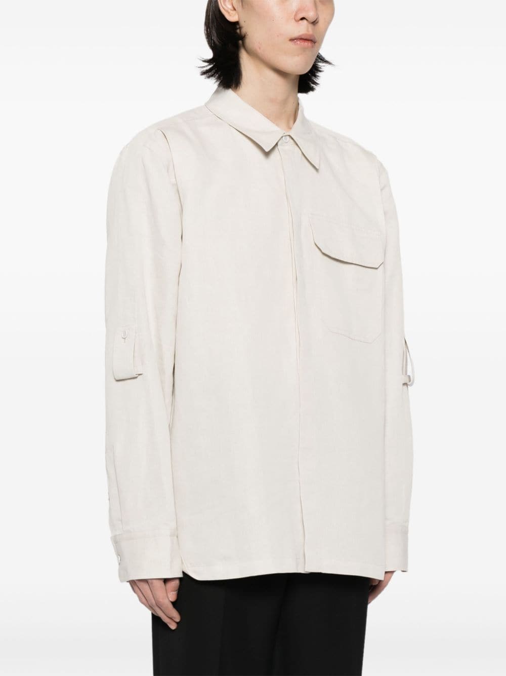 Shop Helmut Lang Cotton-linen Twill Shirt In Neutrals