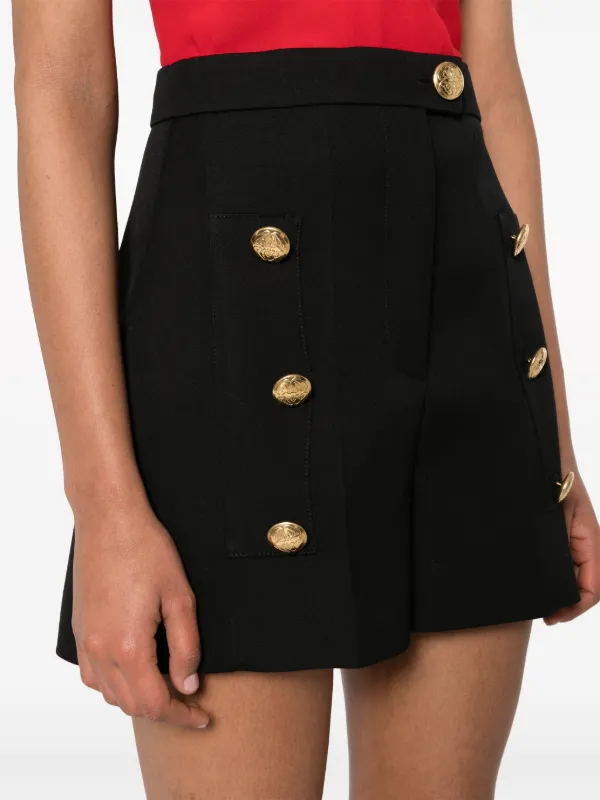 Alexander McQueen logo-engraved Buttons Shorts | Black