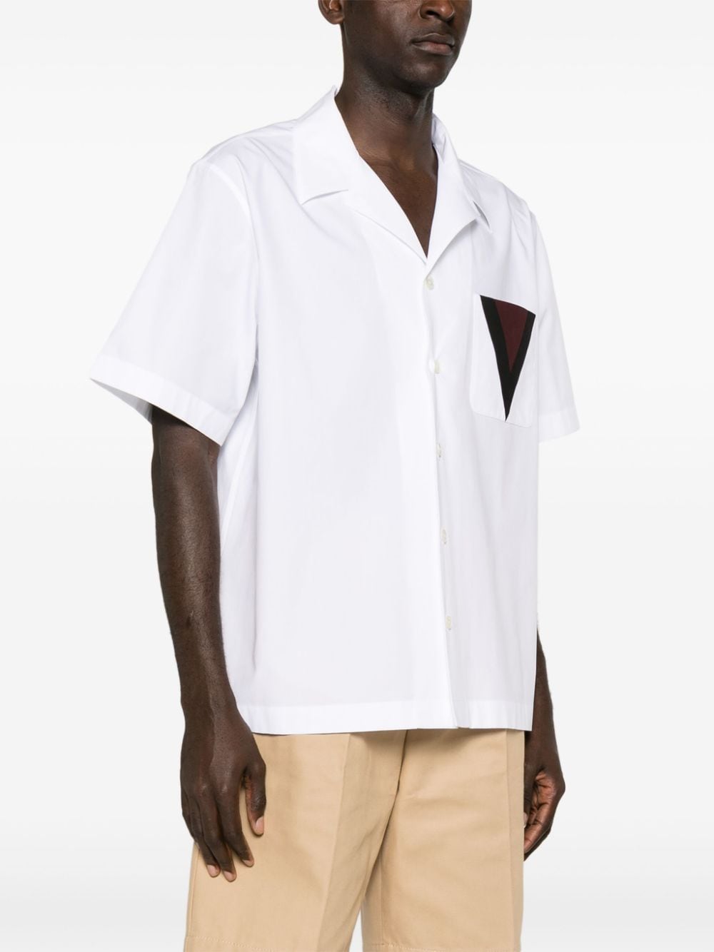 Shop Valentino Camp-collar Poplin Shirt In White