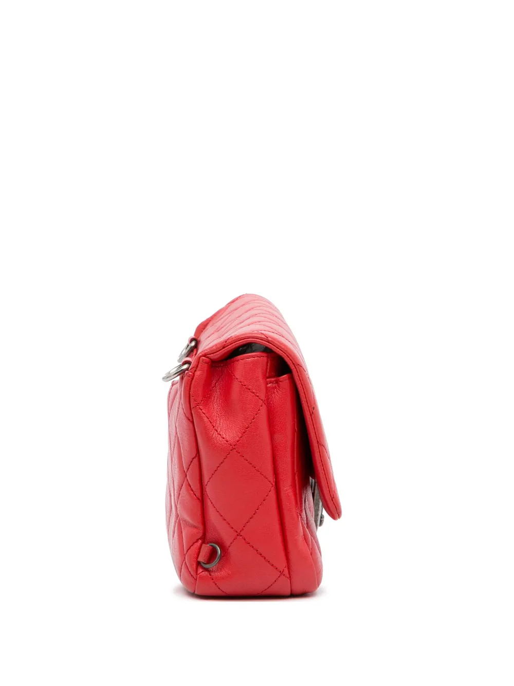 Pre-owned Chanel 2016-2017 Cc Diamond-quilted Two-way Bag In Red
