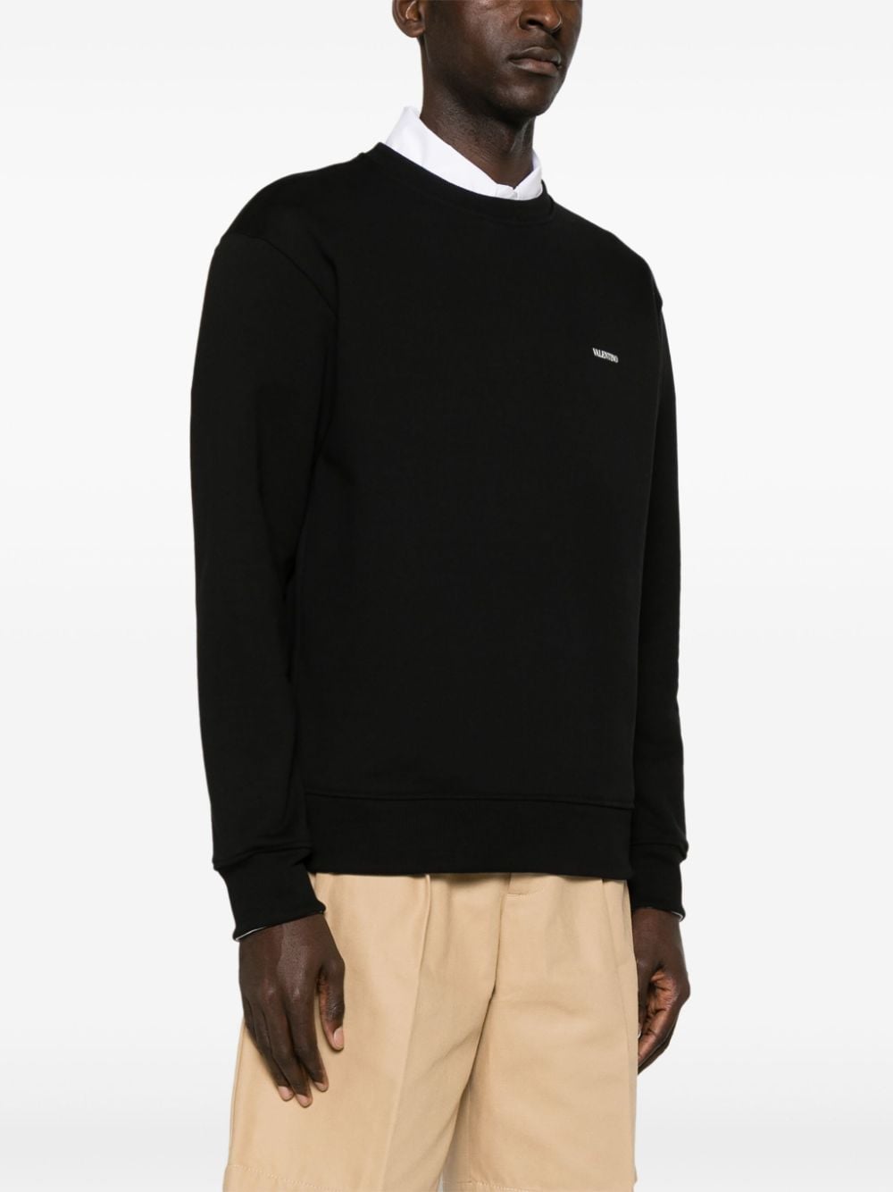 Shop Valentino Logo-print Cotton Sweatshirt In Black