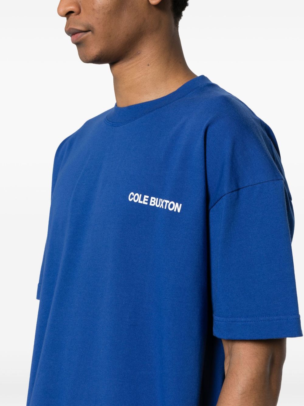 Shop Cole Buxton Logo-print Cotton T-shirt In Blue