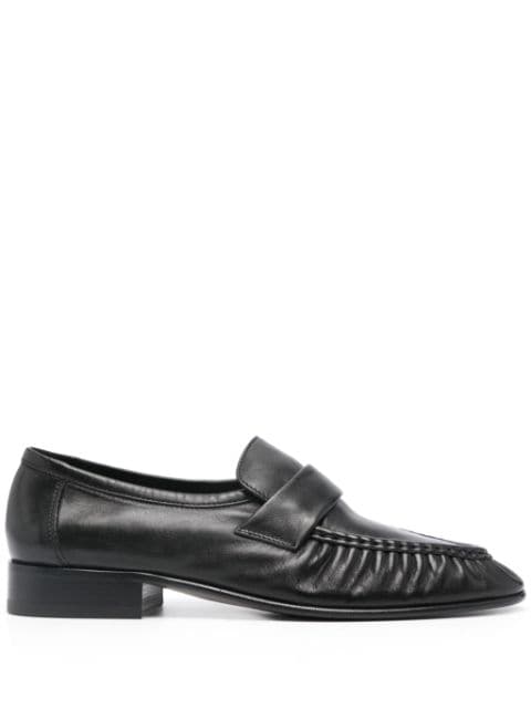 The Row pleated leather loafers