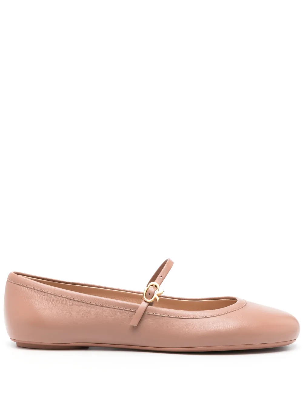 Gianvito Rossi Carla Nappa Leather Ballet Flats In Beige