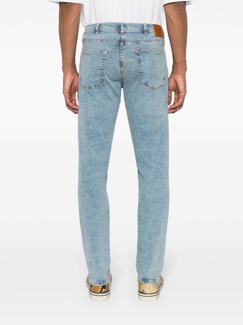 Shop Ps By Paul Smith Mid-rise Tapered-leg Jeans In Blue