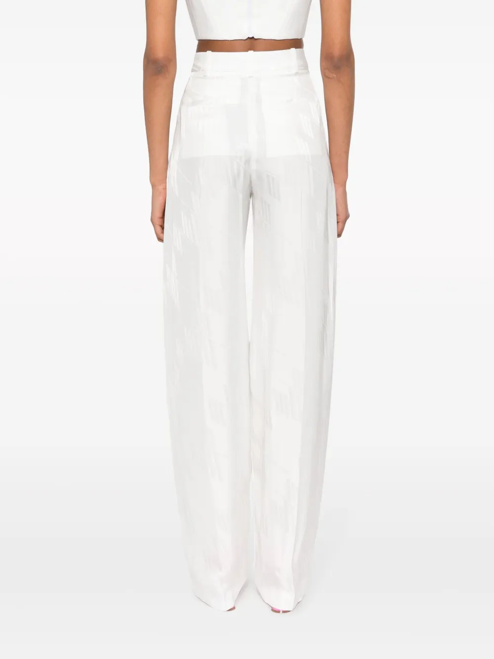 Shop Attico Logo-jacquard Trousers In Weiss