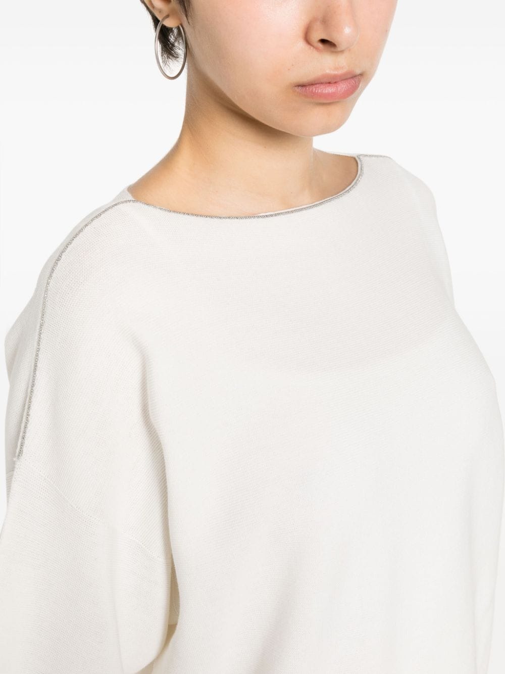 Shop Fabiana Filippi Chain-detailed Knitted T-shirt In Weiss