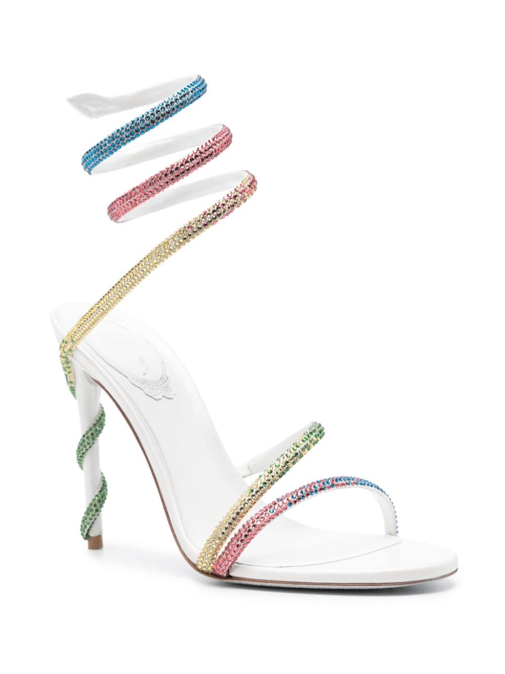 Shop René Caovilla Margot 105mm Crystal-embellished Sandals In White