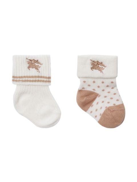 Burberry Kids EKD-embroidered two-tone socks (pack of two)